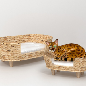 Natural Rattan Pet House with Stand - 01D